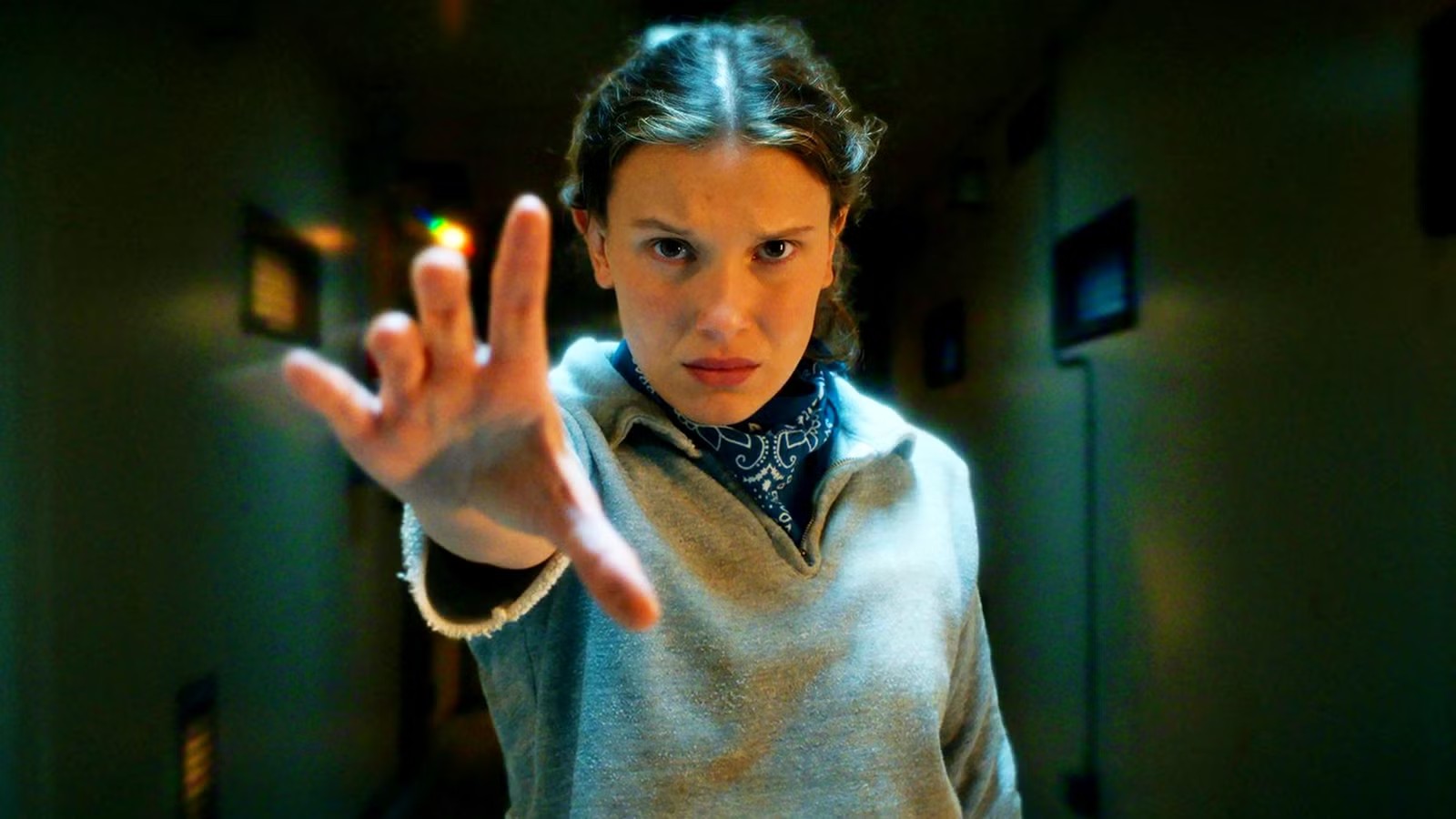 Eleven using her powers in Stranger Things
