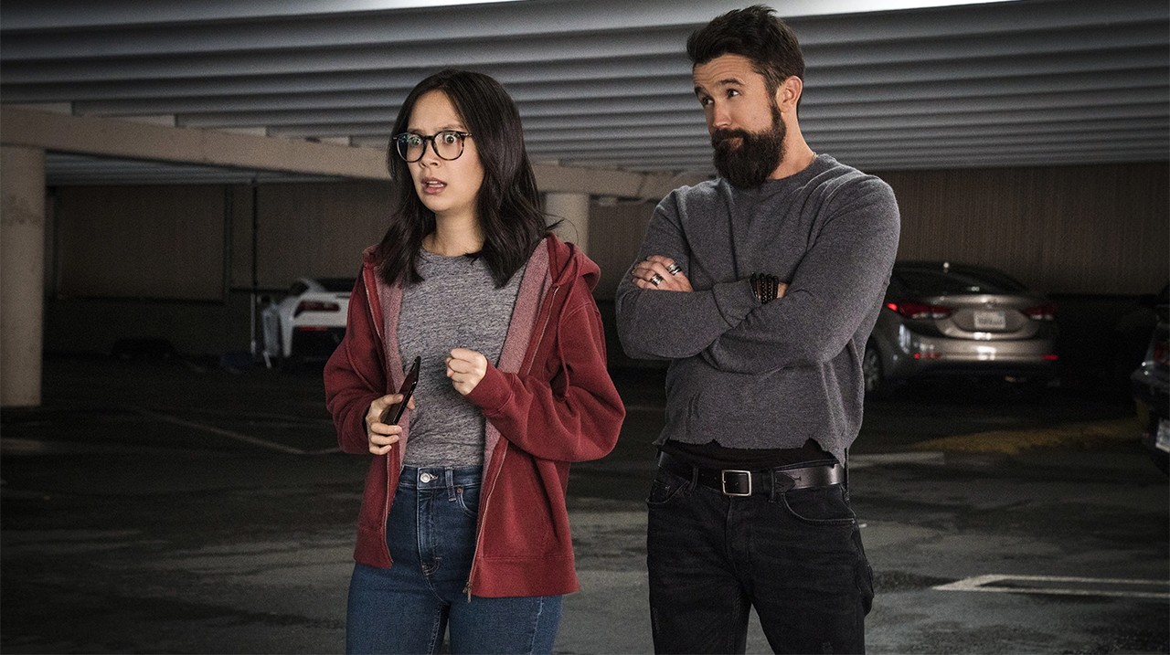 Poppy and Ian in a parking garage